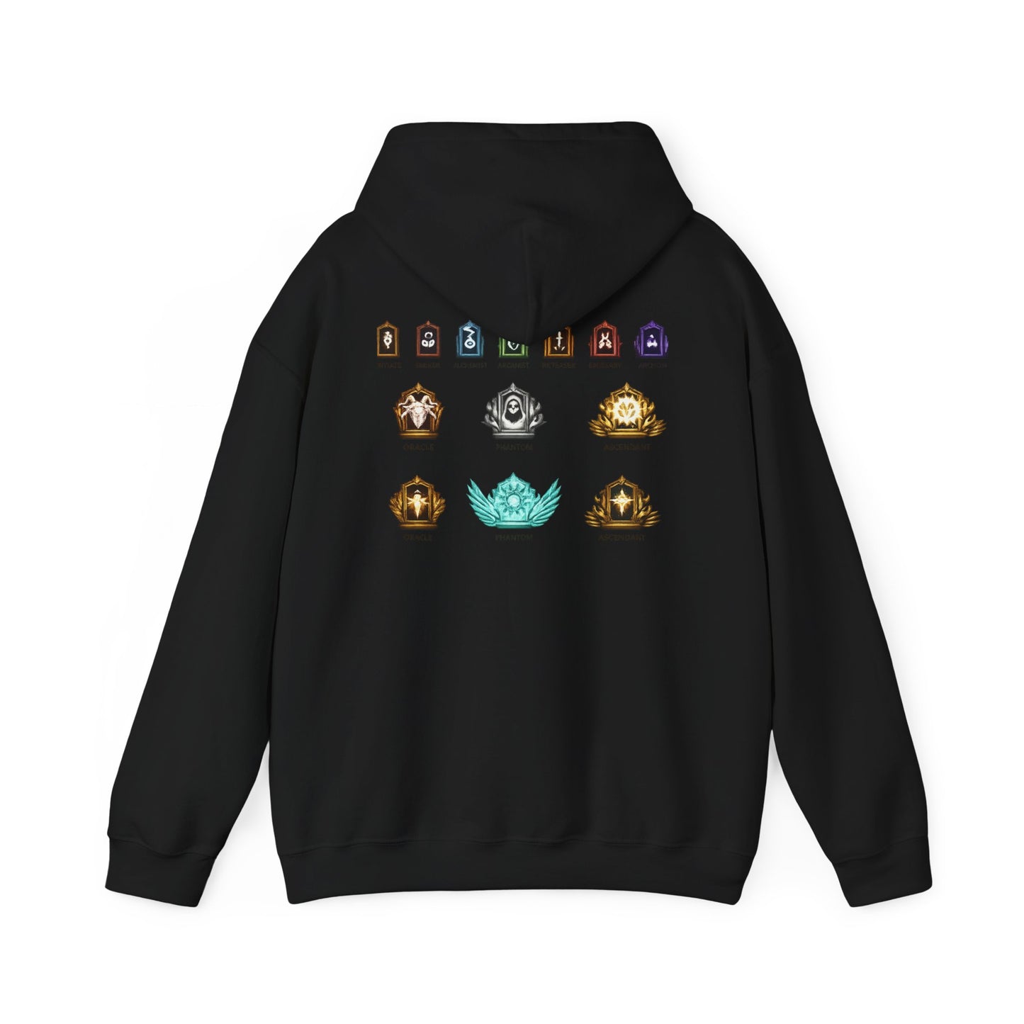 Deadlock Logo Hoodie — RPG Rank Emblems Back Graphic Hooded Sweatshirt
