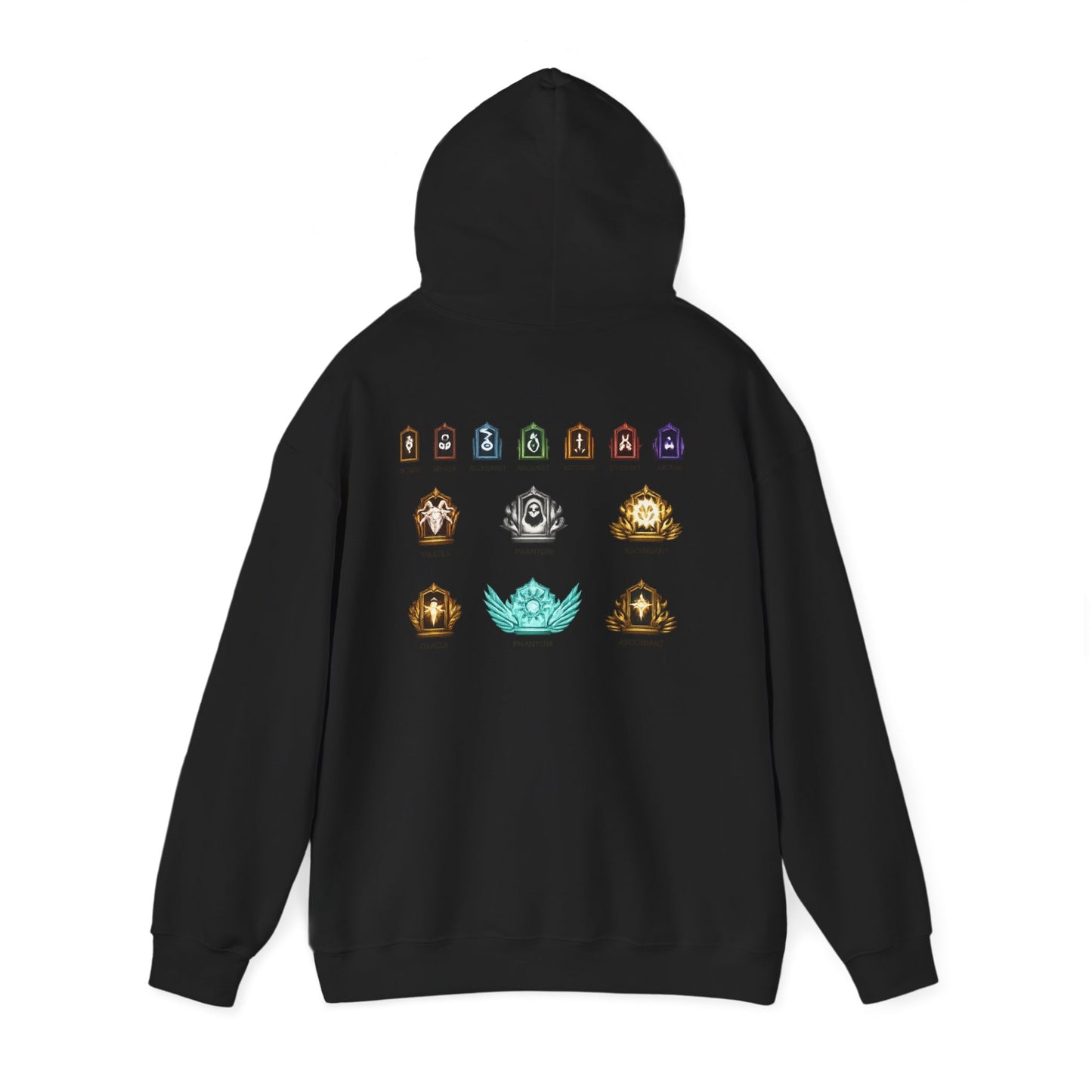 Deadlock Logo Hoodie — RPG Rank Emblems Back Graphic Hooded Sweatshirt